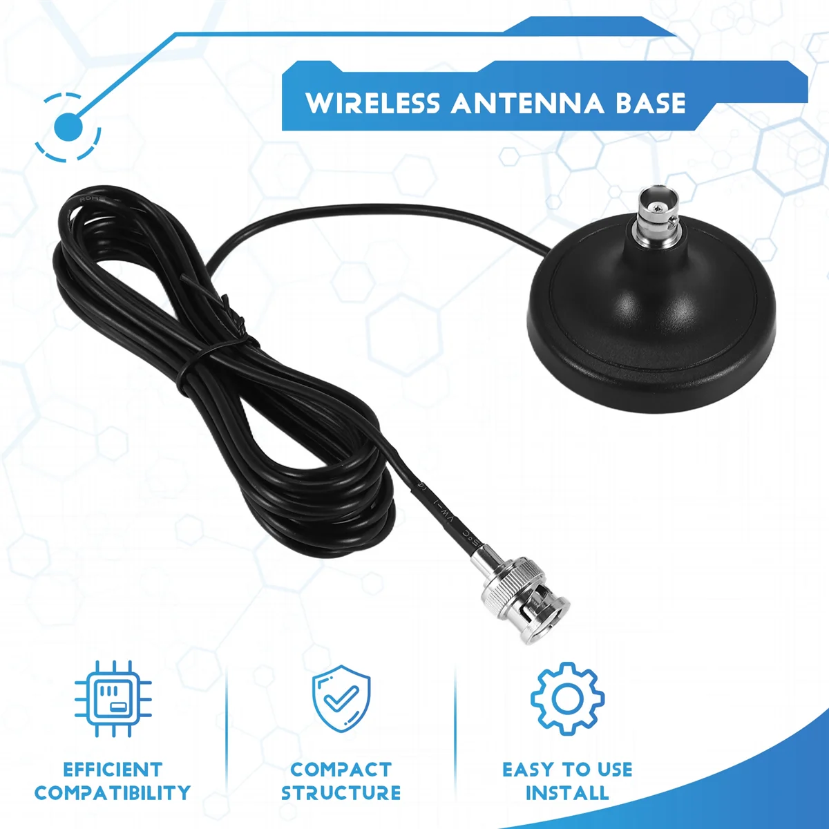 Innovative Wireless Antenna Base Microphone Antenna Base with Magnet 3 Meter Rg174 Cable Bnc Male Aerial