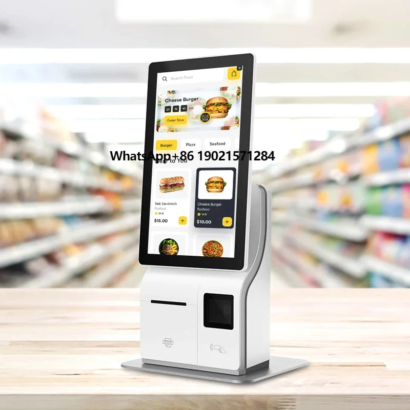 

Self Service Payment Kiosk Interactive Automatic KFC Touch Screen Kiosk Floor Stand Food Kiosk for Restaurant Hotel Supermarket