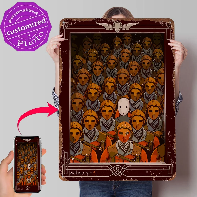 Pathologic 3: Masked Crowd Poster Customized Vintage Metal Signs Wall Art Retro Tin Plaque for Room Ornaments Office Decor House