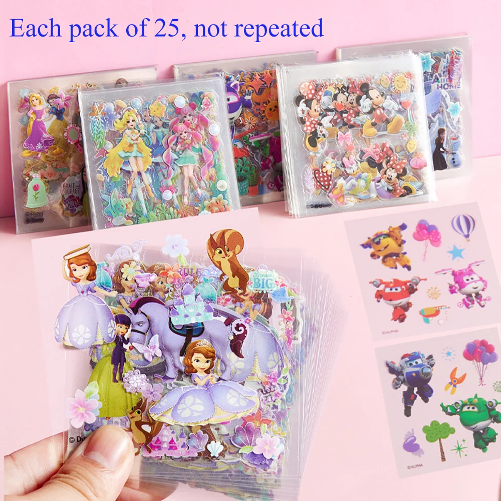 Each Set of 25pcs Cute Cartoon Animation DIY Waterproof Creative Stickers Mickey Frozen Princess Sophia Decorative Stickers