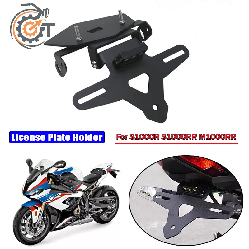Motorcycle Accessories License Plate Holder Frame With LED Light For BMW S1000R S1000RR M1000RR 2019-2025 2021 2022 2023 2024