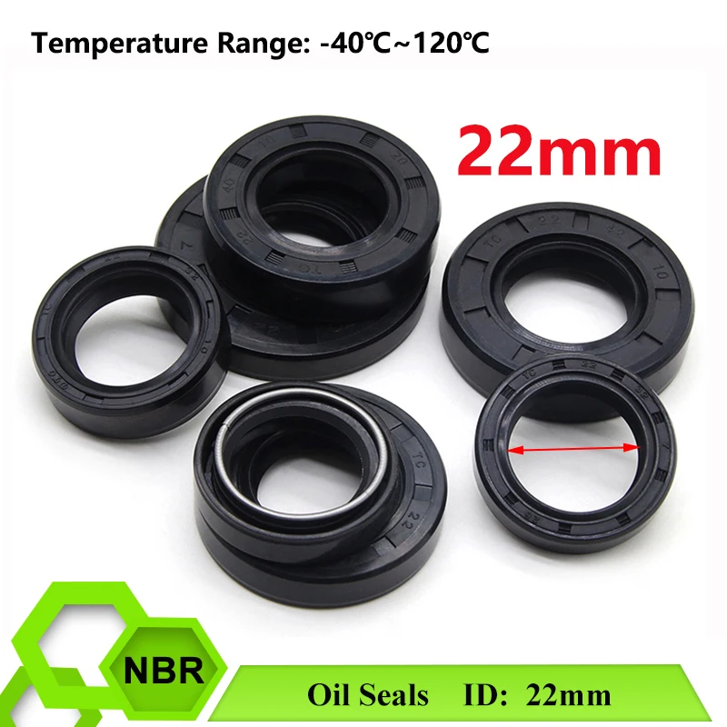 2/5/10pcs Black NBR Oil Seal Gasket ID 22mm TC-22*32/35/38/40/42/45/47/48/50/52*5/7/8/10mm Nitrile Rubber Shaft Double Lip