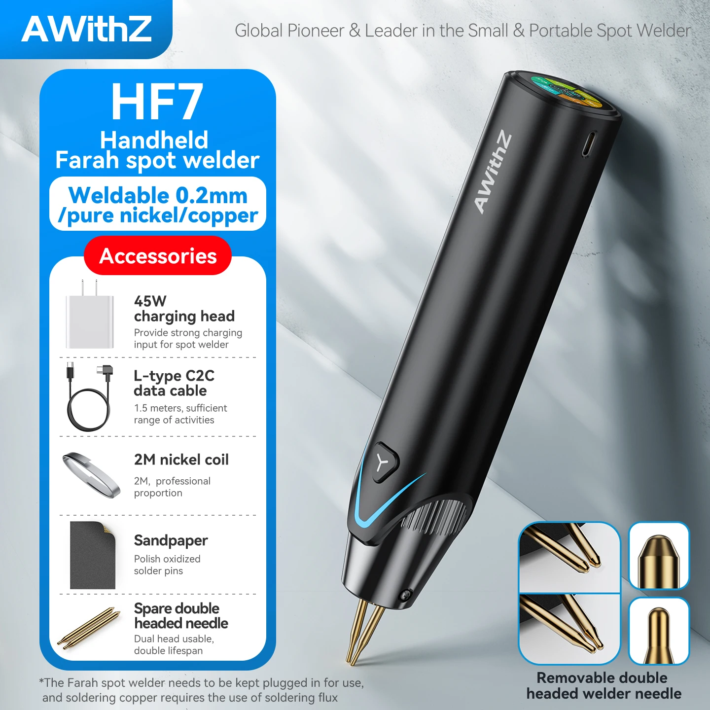AWithZ HF7 Portable Supercapacitor Spot Welder, Handheld Mini