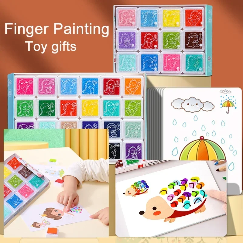16/32 Uds DIY pintura con los dedos juguetes de dibujo para chico creativo para colorear Graffiti garabatos Montessori juguete educativo regalo de guardería