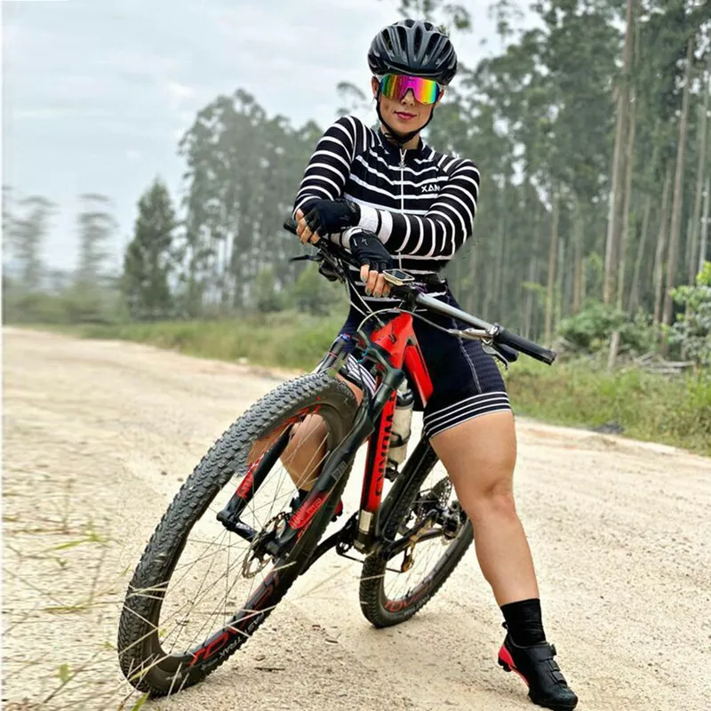 XAMA Women Summer Long Sleeve cycling suit Little Monkey Triathlon cycling one-piece set Silicone Cycling Pro - Image 2