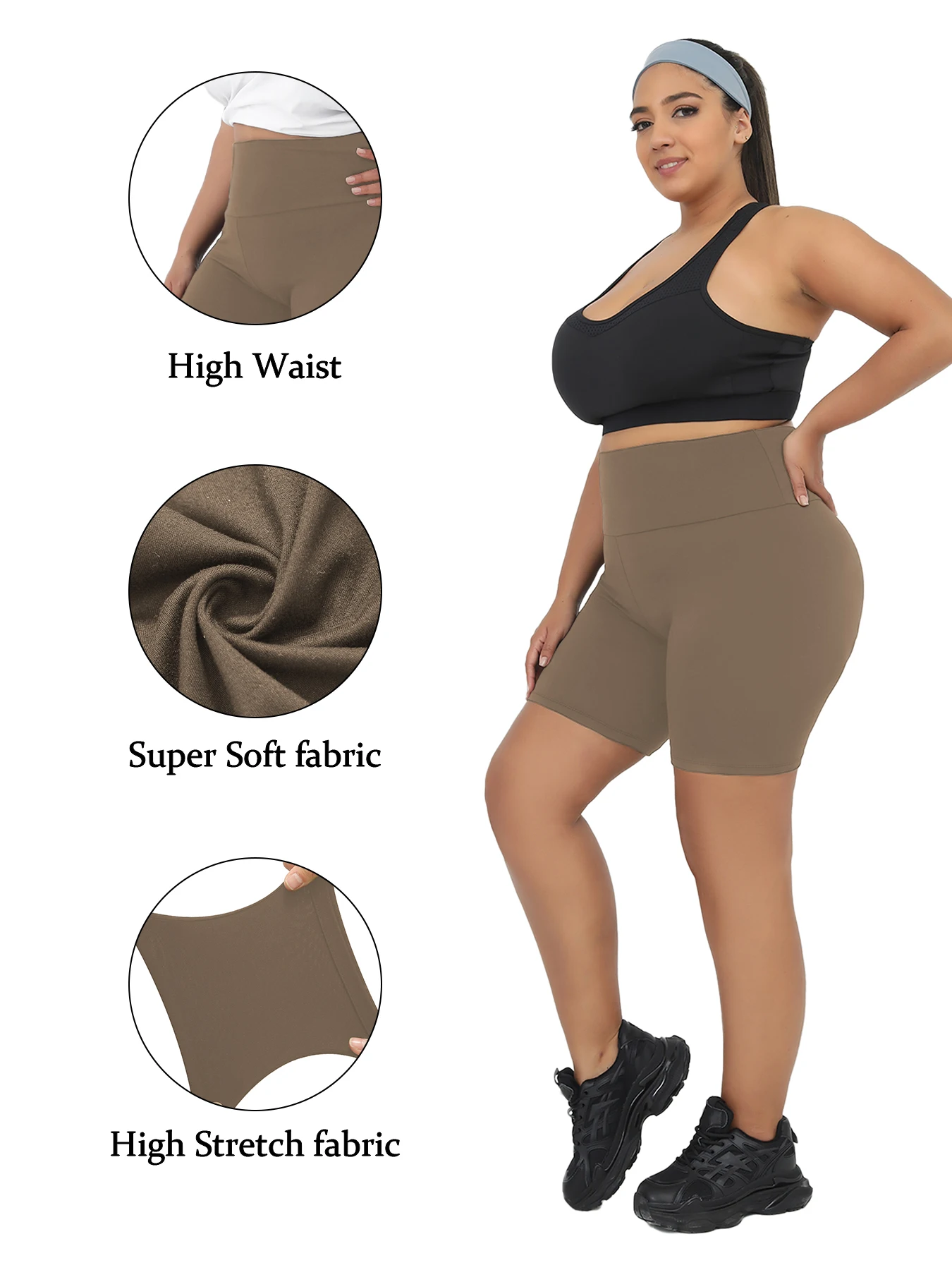 Plus Size Women's High Waisted Biker Shorts Super Soft Tummy Control No See Through Workout Yoga Shorts Running Athletic Shorts image 4