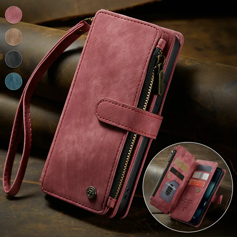 Case S20FE Luxury Wallet Case For Samsung S22 Plus Ultra S20FE Leather Book Case For Galaxy Note10 Plus S8 S9 Plus