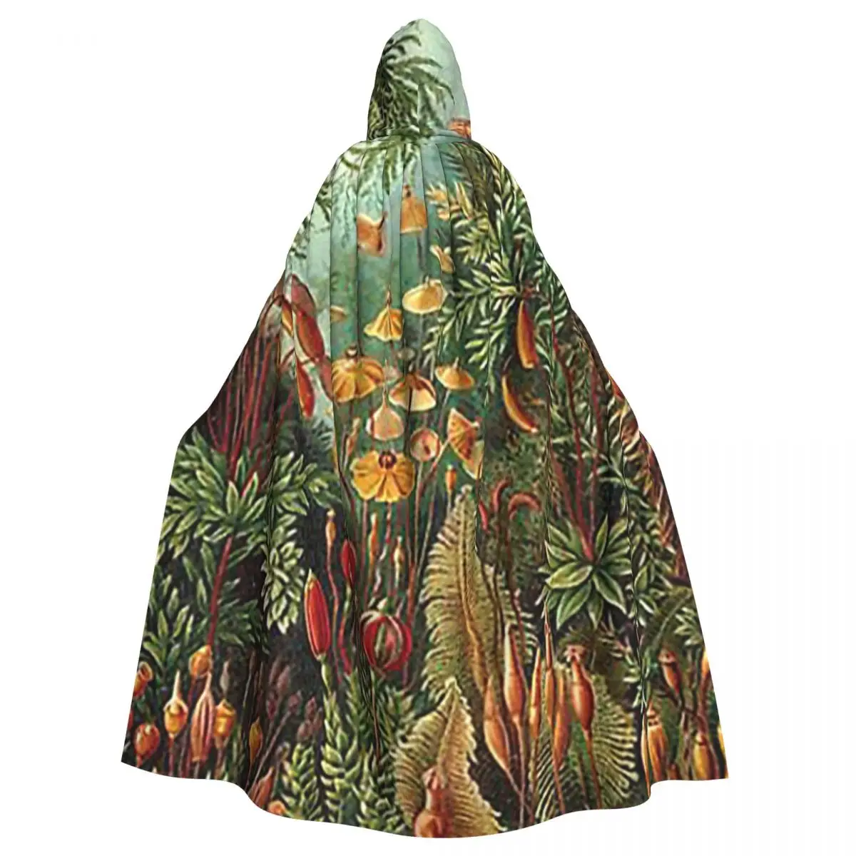Plantas decorativas natureza pintura longa capa com capuz bruxa traje medieval cosplay capa halloweencoat adulto unisex