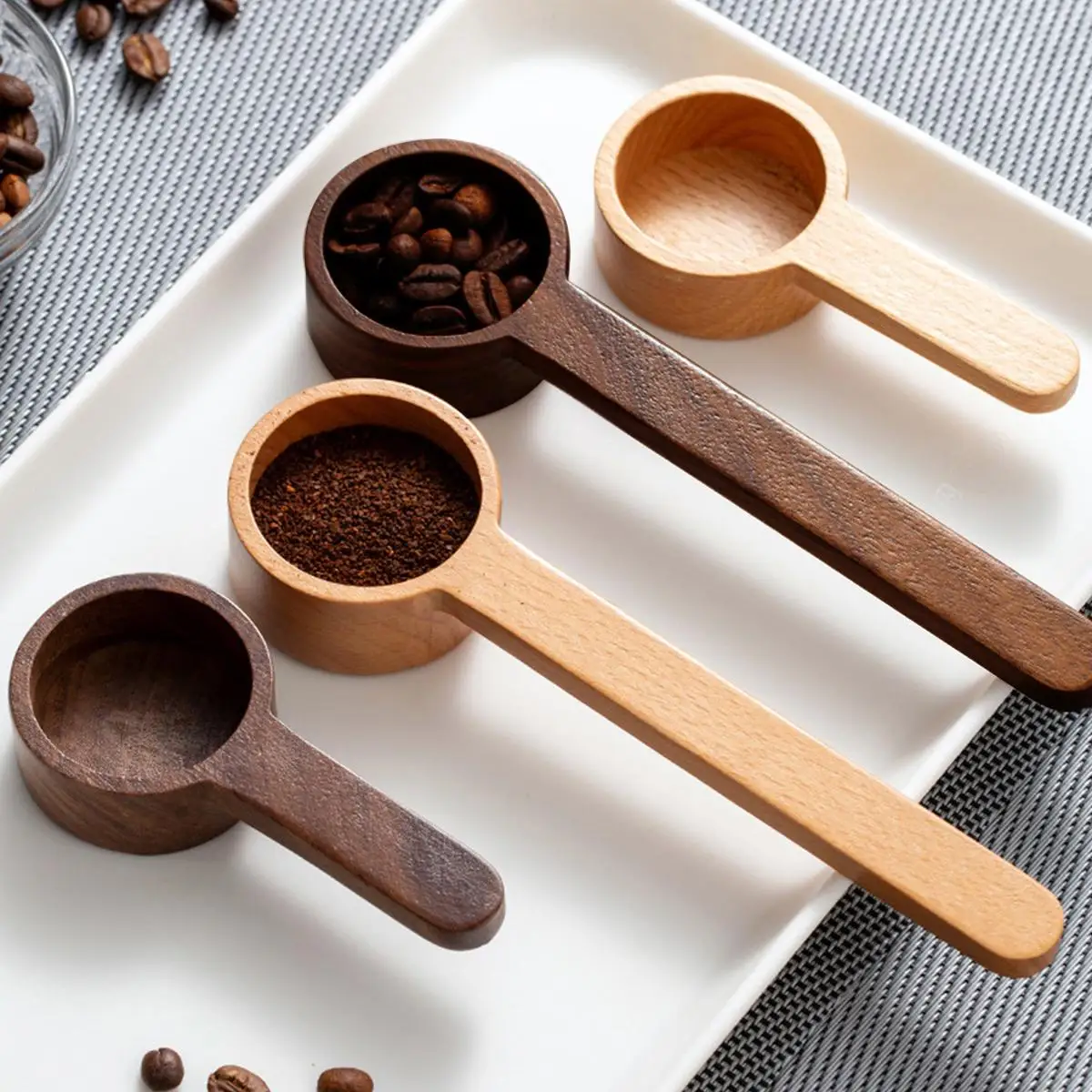 1-10pc Walnut Coffee Scoop, Solid Wood Scoop, Gram Scoop, Coffee Powder And Milk Powder Kitchen Measuring Spoon