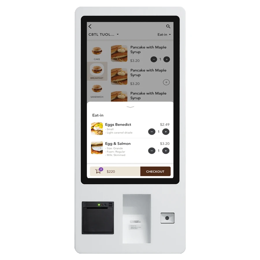 l Signage Touch Screen QR Code Scan and Printer Self Service Payment Kiosk Restaurant / Supermarket Digita
