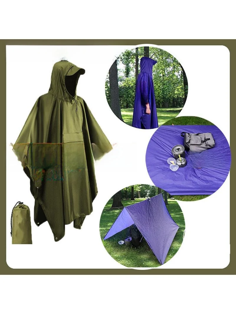 

Multi-Functional Raincoat Tee-In-One Cowl Mountain Climbing Tent und Mat Portable Overall Heavy Rain Outdoor Travel
