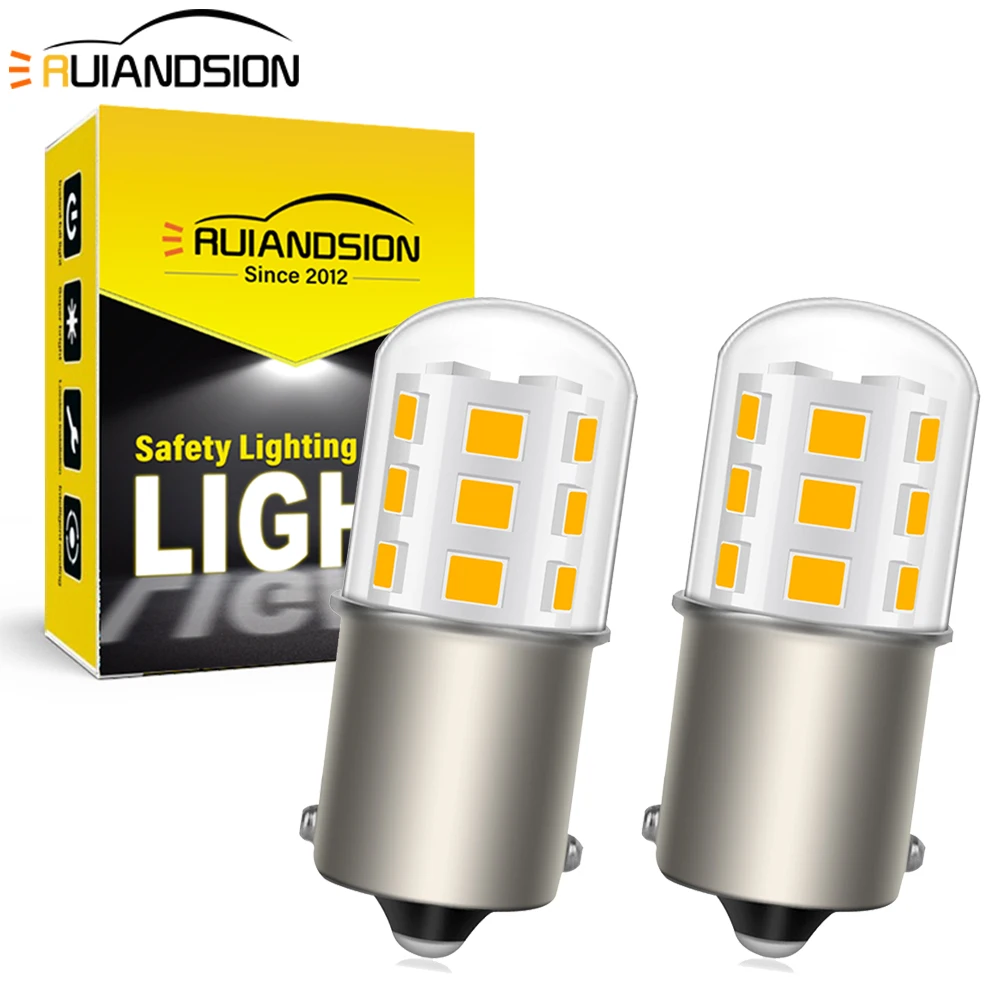 Ruiandsion 2Pcs 3W 1156 BA15S P21W BA15D S25 LED Siganl Light 12V-24V for Car Boat Marine RV Driving Bulb Warm White