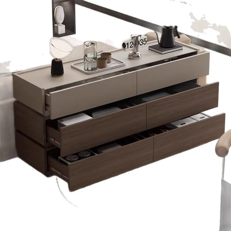 

Living room, modern, simple, solid wood, side cabinet, storage, walnut