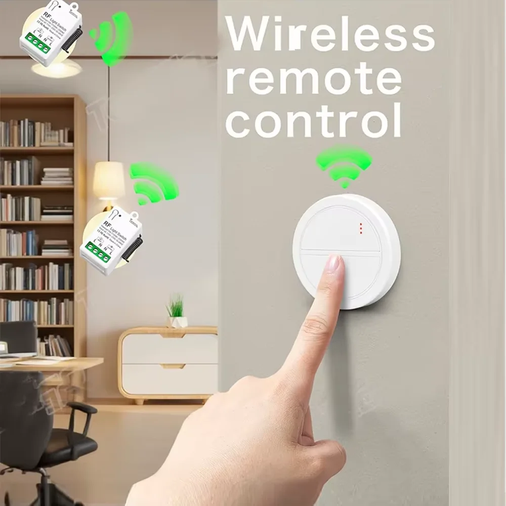 

RF 433Mhz Wireless Remote Control Light Switch AC 110V 220V 10A Relay Mini Receiver 100M Control Range for Fan Pump Ceiling Lamp