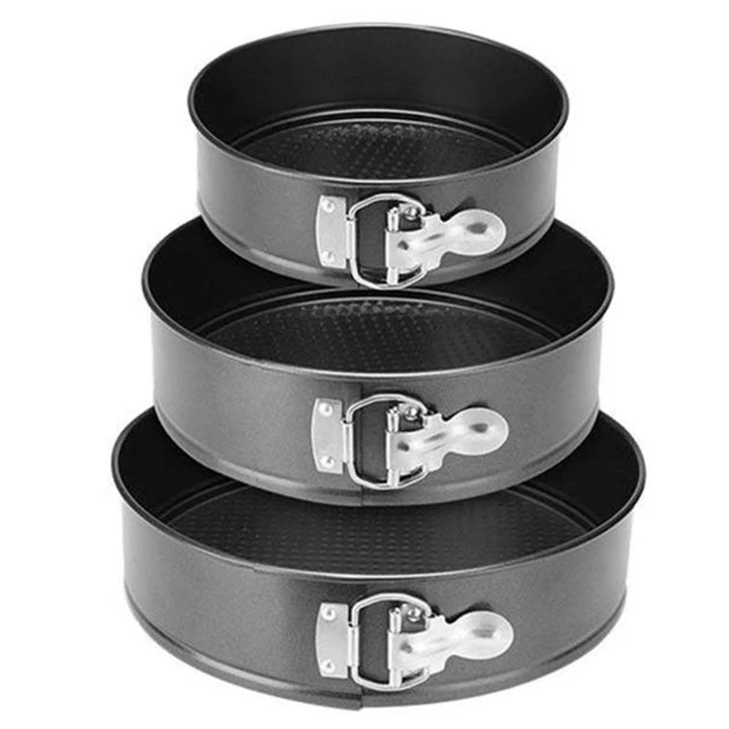 แม่พิมพ์เค้กทรงกลมแบบไม่ติดสลักสีดำเครื่องมืออบเค้กถาดอบเค้กไม่ติด