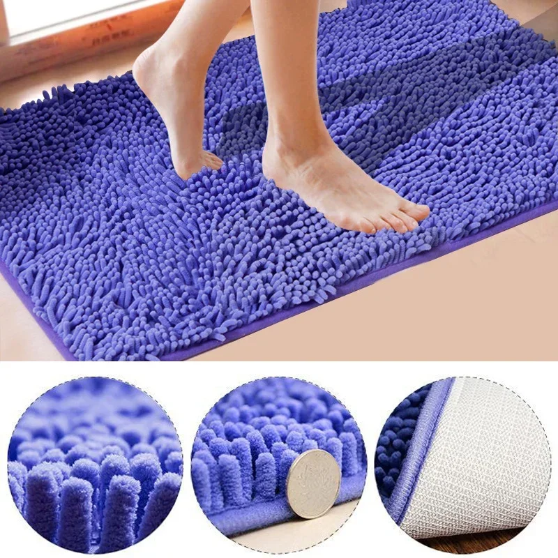 50*80cm Bath Mat Water Absorption Rug Shaggy Memory Foam Bathroom Carpet Non Slip Coral Fleece Mat For Kitchen Toilet