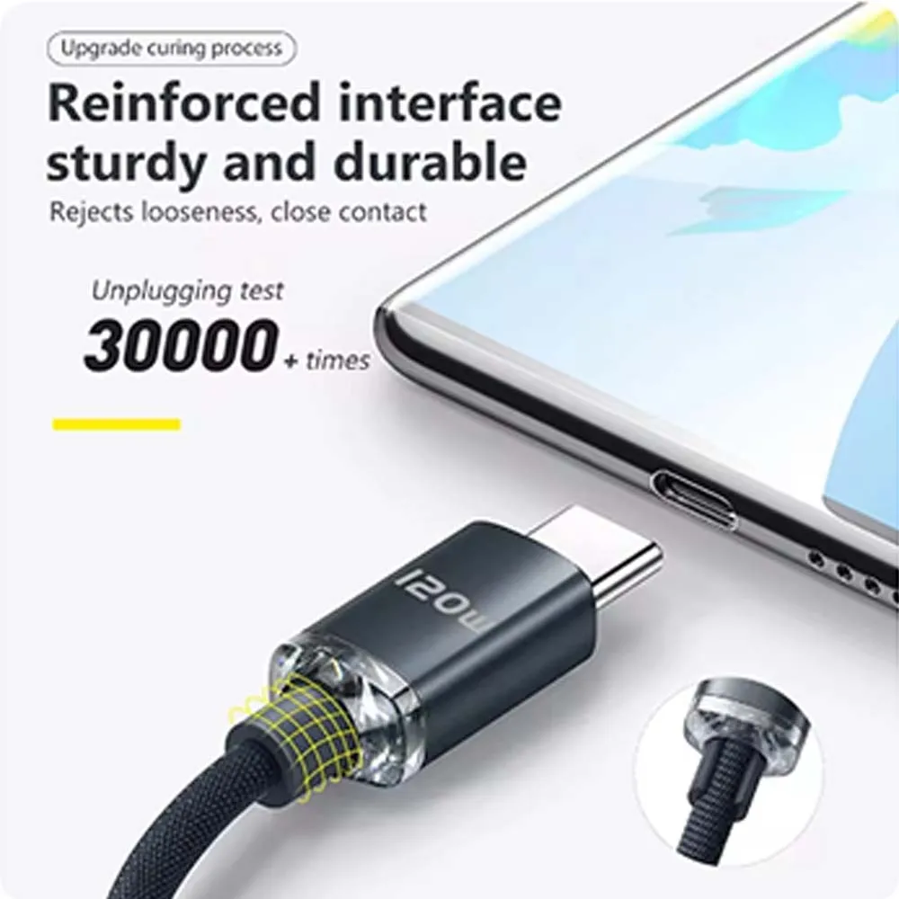 120W Fast Charge USB Type C Quick Charge Cable For Xiaomi Redmi Note 14 Fast Charging Cable For Huawei Honor OnePlus POCO OPPO