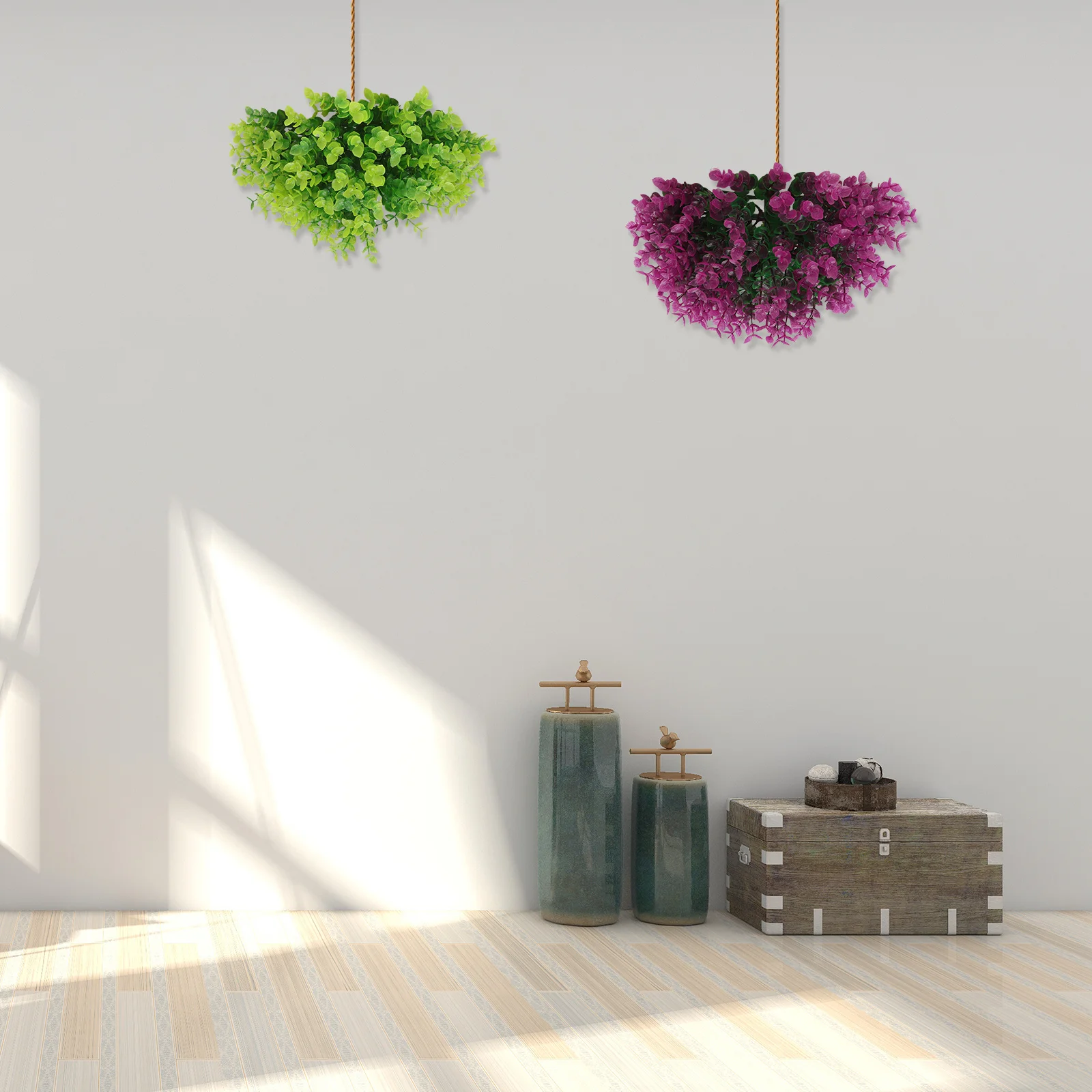 

4Pcs Artificial Grass Balls Plastic Hanging Decoration Simulated Green Ball Pendants for Home Wedding Stage Coffee Shop Ceiling