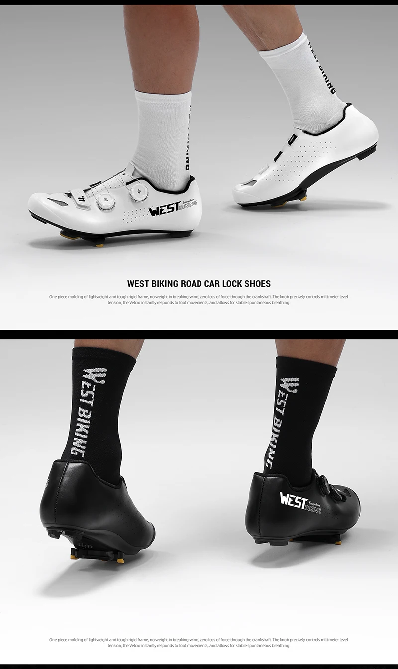 WEST BIKING Rennradschuhe für Herren, Carbonfaser-Sohle, selbstsichernde Fahrradschuhe, Dual-Drehknopf, atmungsaktive Rennsneaker, Fußbekleidung – Detail 19