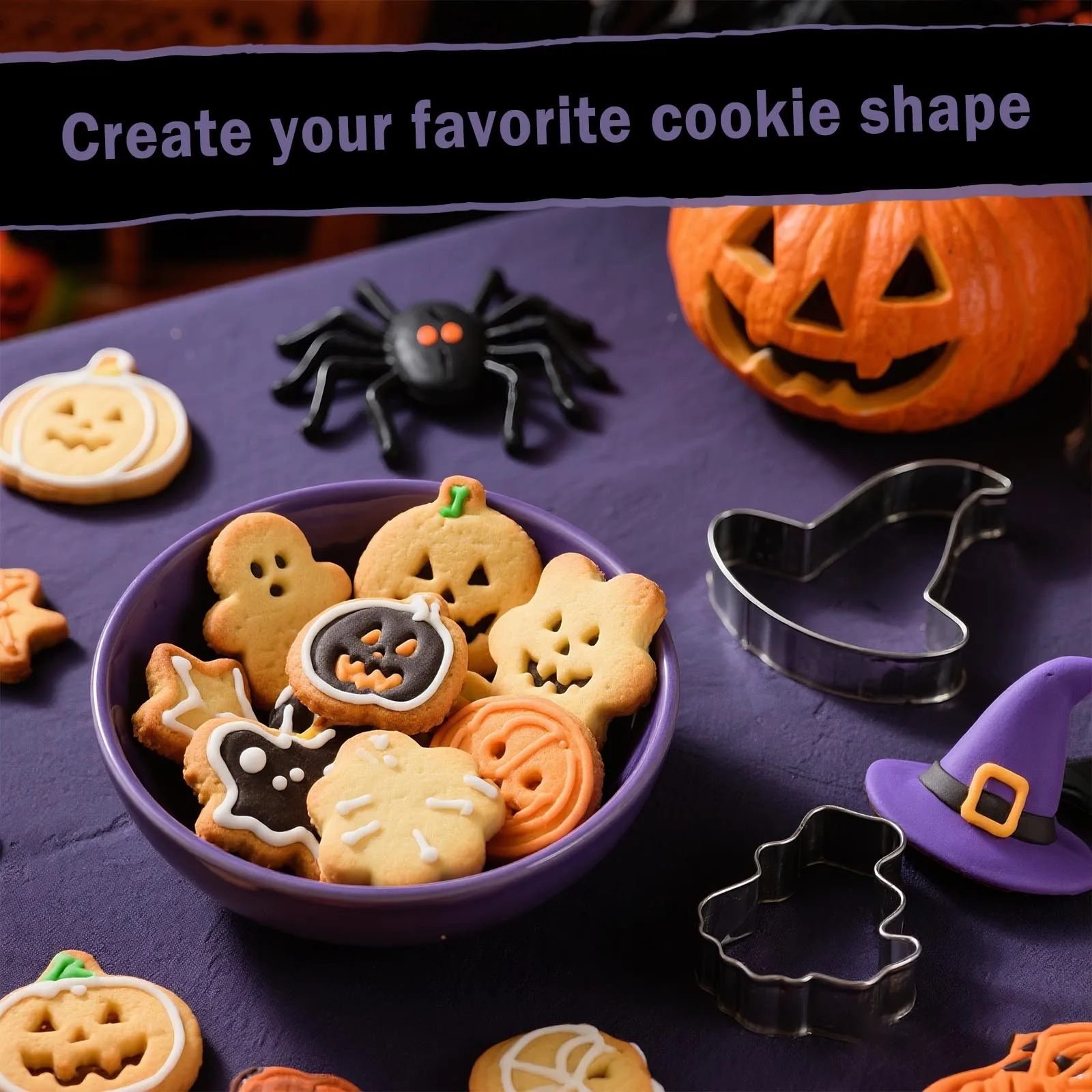 Stainless Steel Halloween Cookie Baking Tools Set Pumpkin Spider Cookie Cutter Pieces Complete Baking Utensils Home Goods