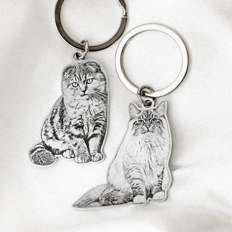 

Amaxer Personalized Custom Pet Photo Keychain Engrave Picture Keyring for Women Men Stainless Steel Pet Memorial Jewelry Gifts