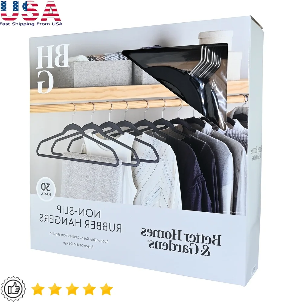 

Нескользящие резиновые вешалки, 30 шт., прочные вешалки для одежды, для взрослых и подростков, поворотный крючок на 360 градусов, экономия места, организация