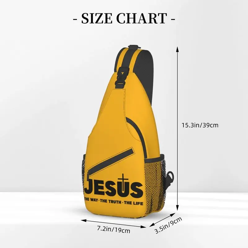 Mochila cruzada de Jesús, The Way The Truth The Life Sling Bag, religión, fe cristiana, pecho, hombro, Daypack