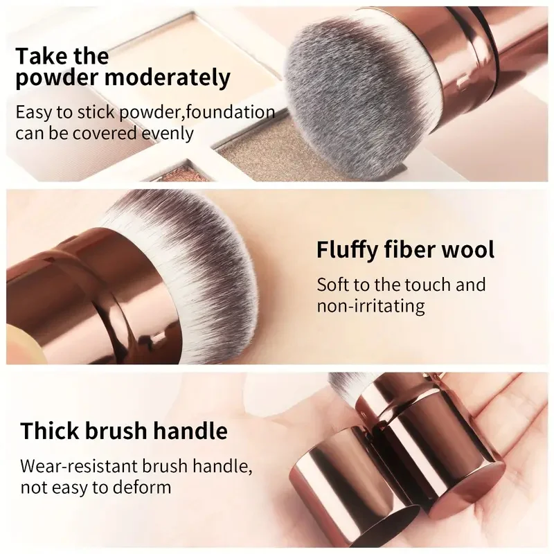Multifunctional Face Makeup Brushes Retractable Kabuki Brushes Travel Powder Foundation Blush Makeup Brush for Blending Liquid