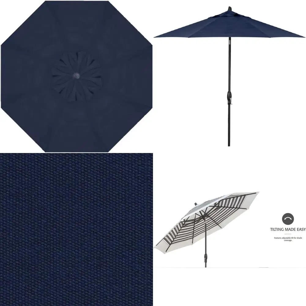 

Роскошный 9-футовый зонт с автоматическим механизмом открывания, из ткани, устойчивой к УФ-излучению, восьмиугольный дизайн для улицы, цвета: темно-синий и черный
