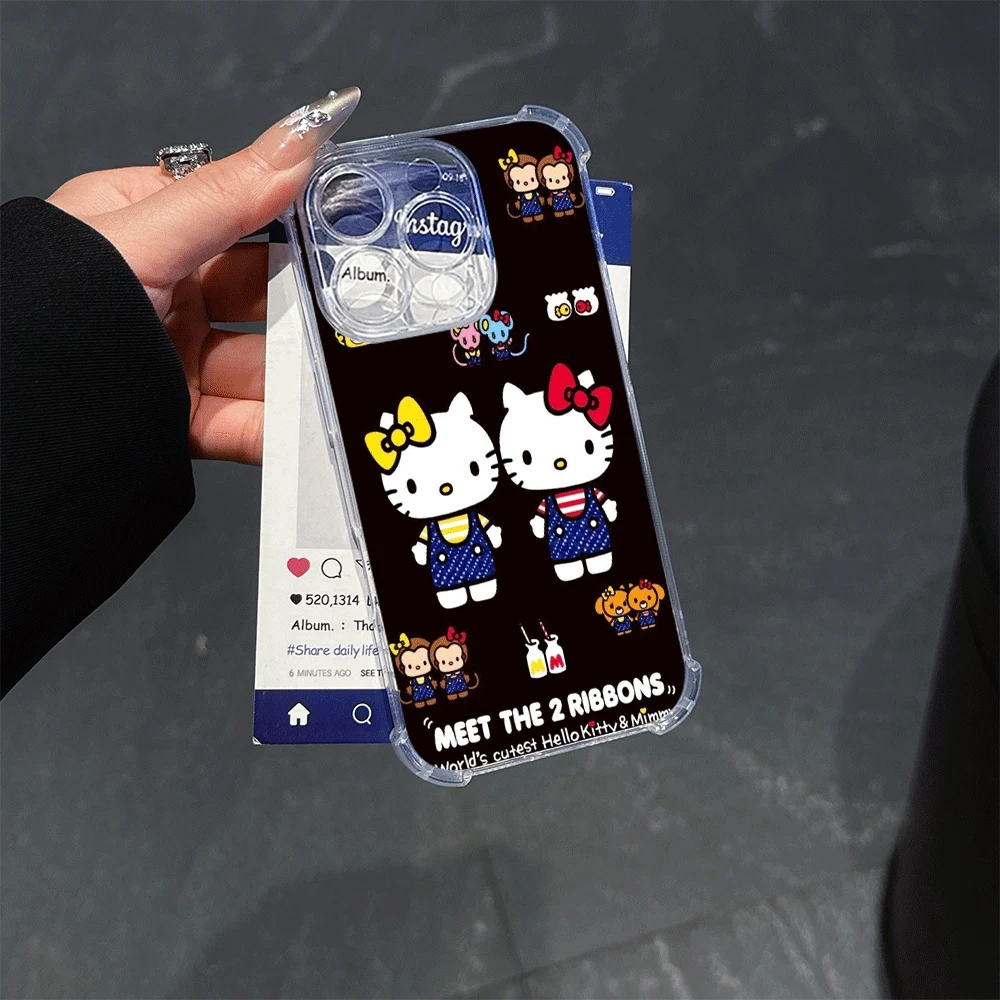 

Чехлы для мобильных телефонов Hellokitty для IPhone 16, IPhone 16/15/14/13/12/11/x/xs/xs Max, женский прозрачный чехол для телефона Sanrio KT, игрушки с героями мультфильмов