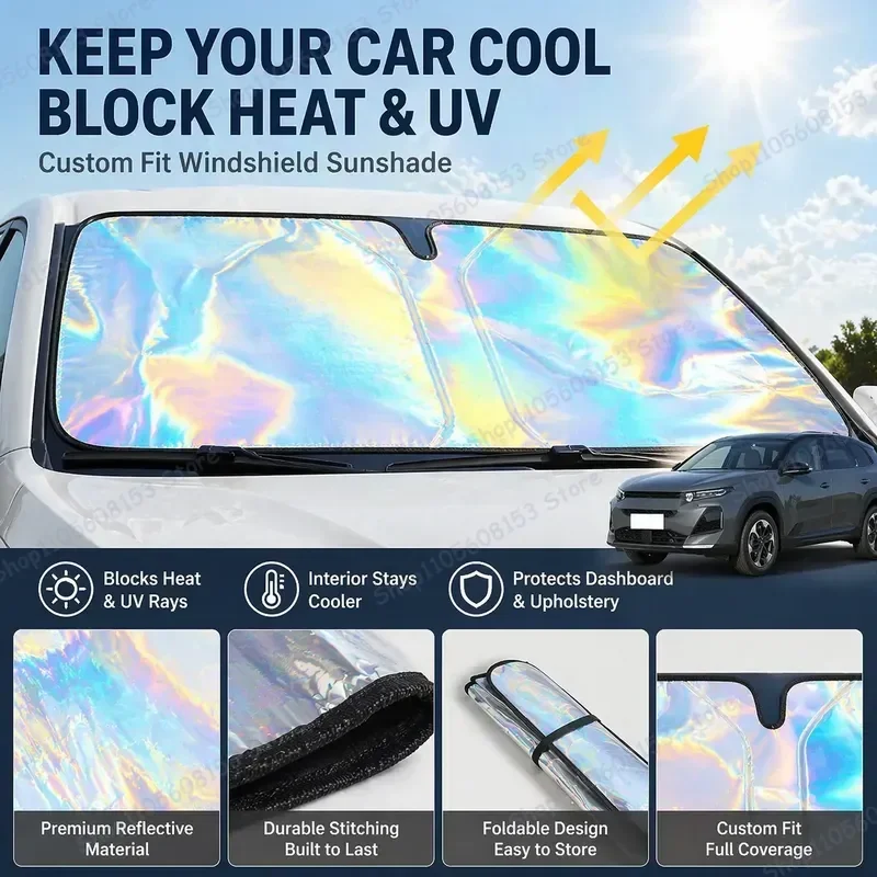 

For Citroen C5 Aircross Foldable Windshield Sun Shade UV Protection Reflective Car Sunshade Interior Accessory Heat Blocking