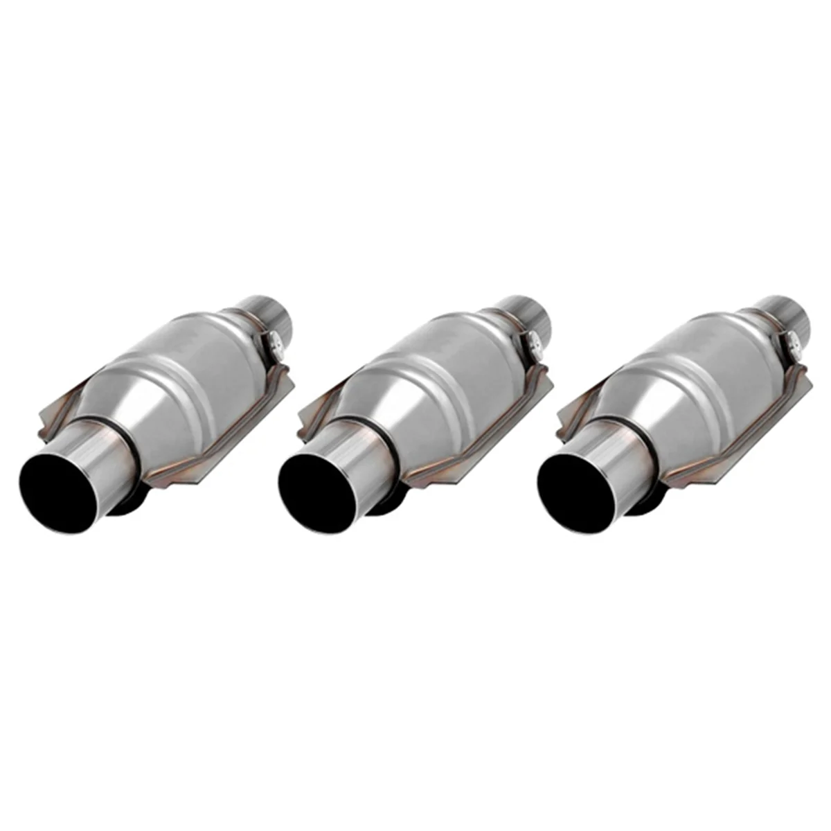 3pcs Car Import and Export Catalytic Converter with O2 Port Heat Shield for Vehicles with 2 Inch Exhaust Pipe Car