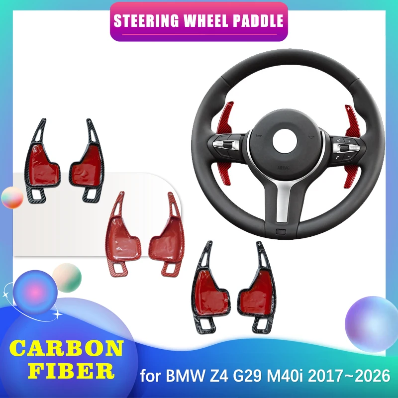 

2pcs Car Steering Wheel Paddle for BMW Z4 G29 M40i 2017~2026 2018 ABS Carbon Fiber Shifter Gear Shift Extension Part Accessories