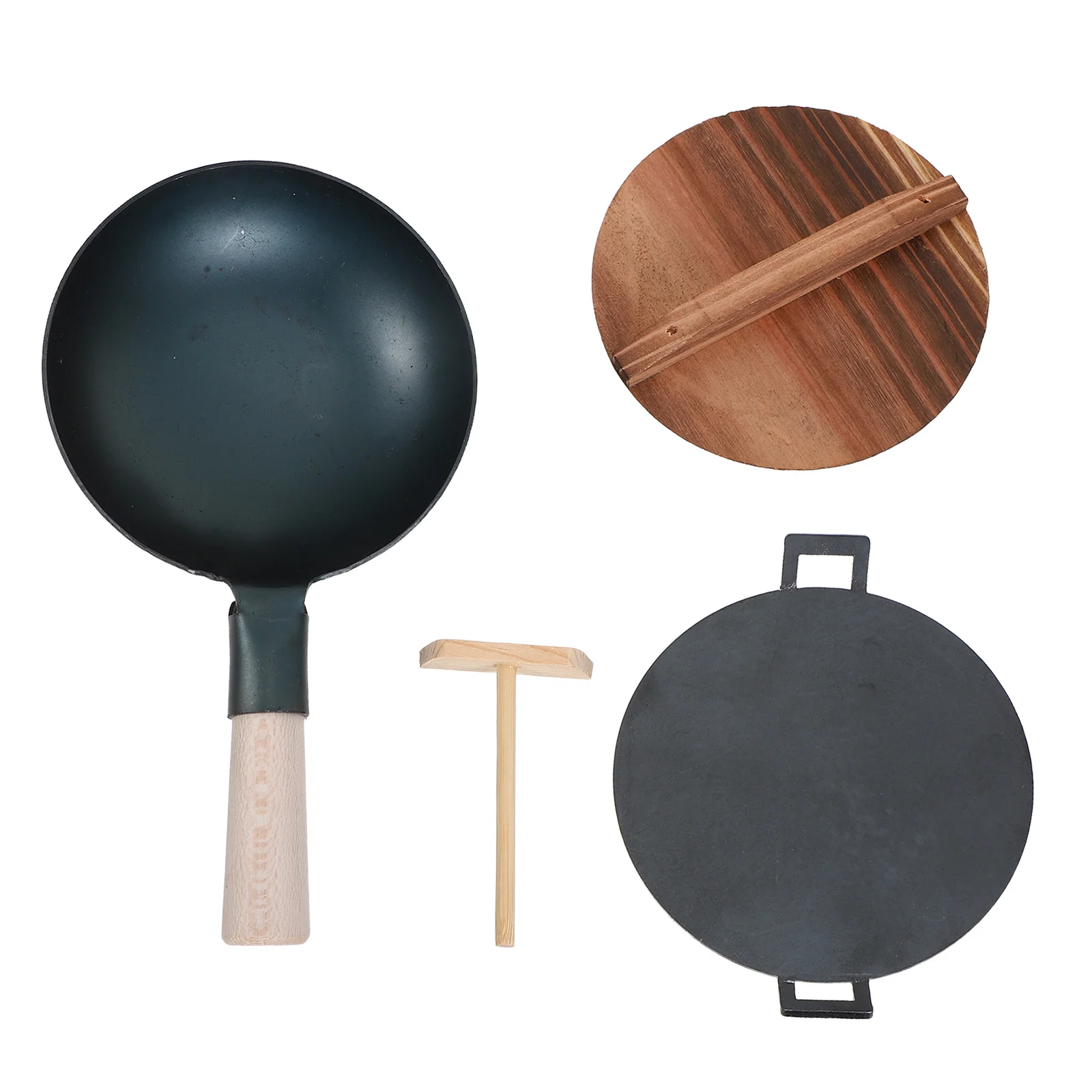 1 Set Kinderkeuken Set Mini Kookgerei Met Koekenpan Houten Deksel Fantasiespel Accessoires Kinderen Kookgerei Simulatie