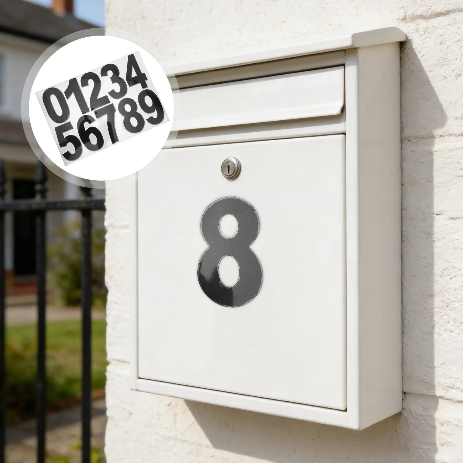 10Pcs Bold Reflective Address Number Stickers Waterproof Vinyl for Mailbox Post Door Exterior Sign Trash Can Street Visibility