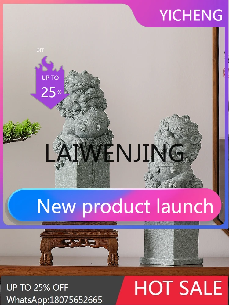 LYY  Green Sandstone National Tide Unicorn Decorations a Pair Bringing Fortune Shop Opening Gifts