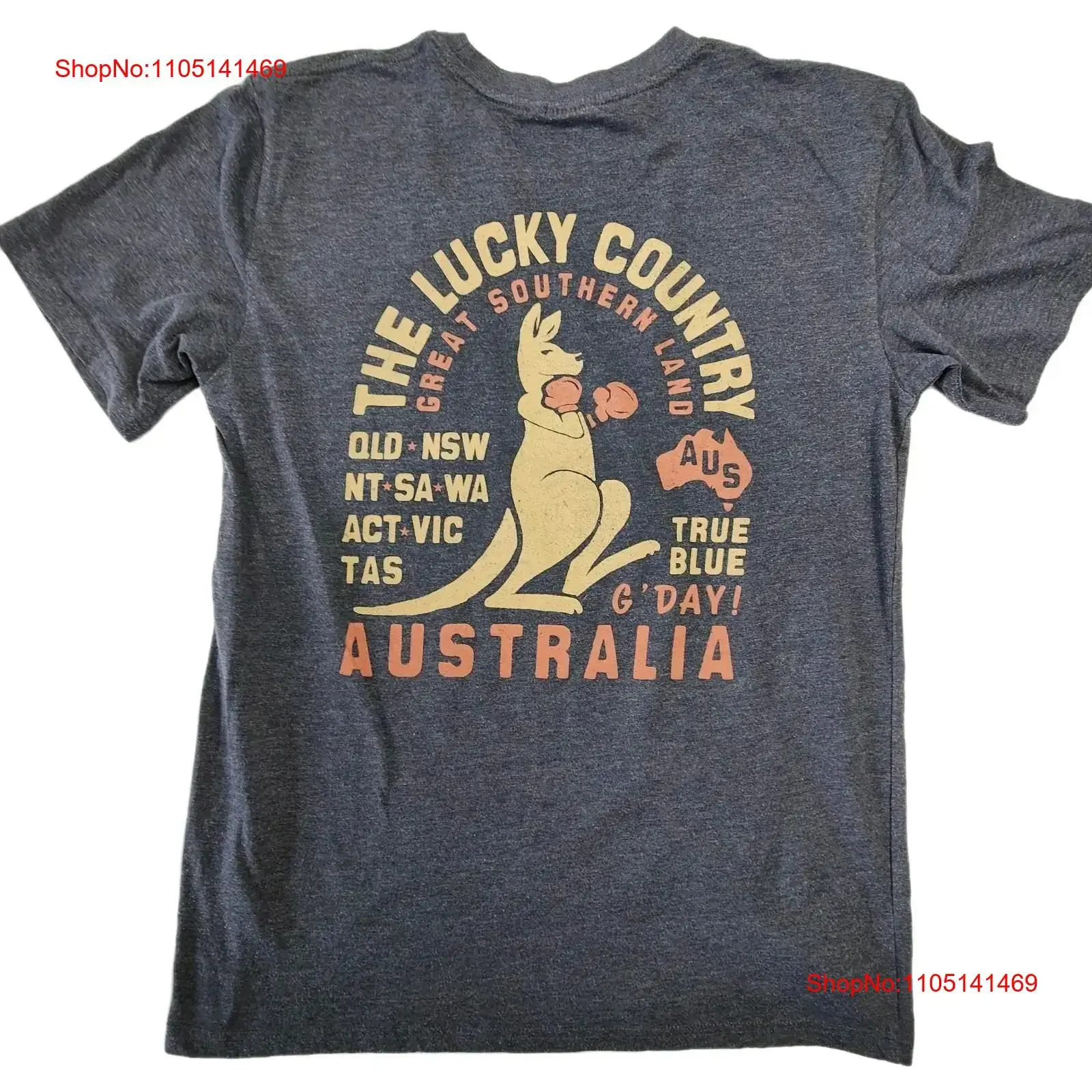 Pacific Creations Camiseta Tamanho Pequeno Canguru Boxe Australiano Viagem Aussie Vgc vintage Lavado Versátil Confortável