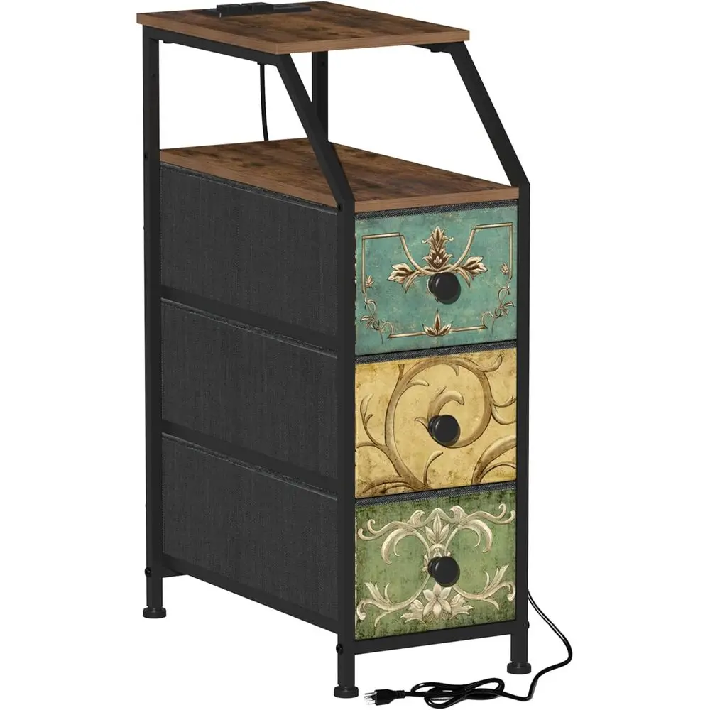 

Narrow Drer Tall Skinny Storage Tower Veal Slim Chest o Ders with Charging Station Small Nightstand Side Table or Bedroom