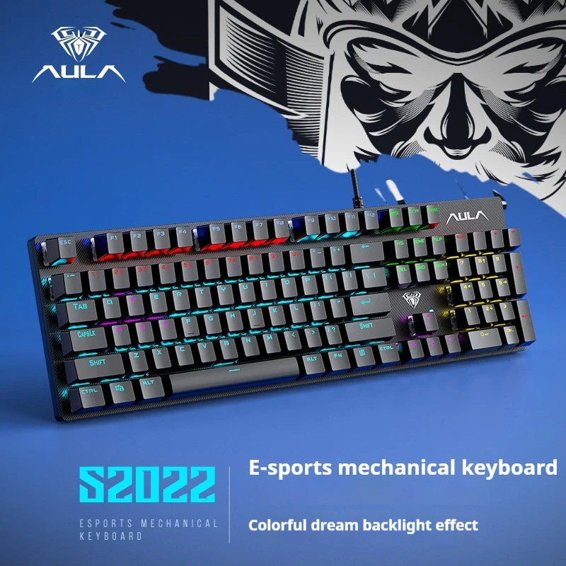 S2022 Wired 104-Key Mechanical Keyboard Green Shaft Usb Desktop Computer Notebook Mechanical Gamer Keyboard Shine Through Keycap