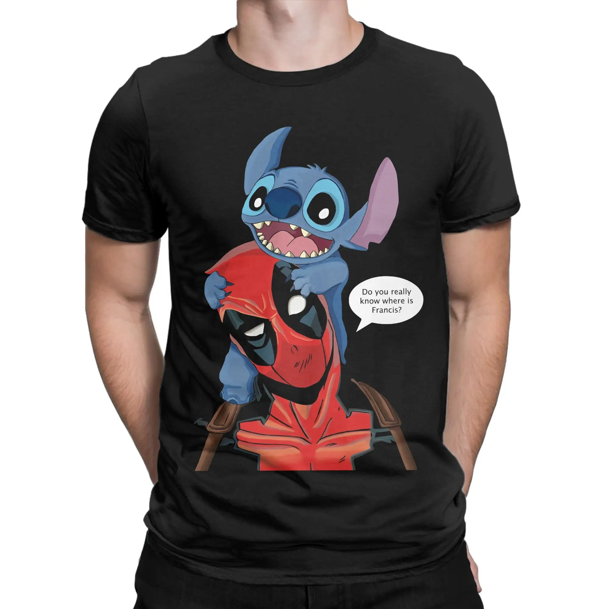 

Stitch and Deadpool T Shirt Men Streetwear 100 Cotton T-Shirts Summer O-Neck Leisure Tee Shirt Print Big Size Clothes