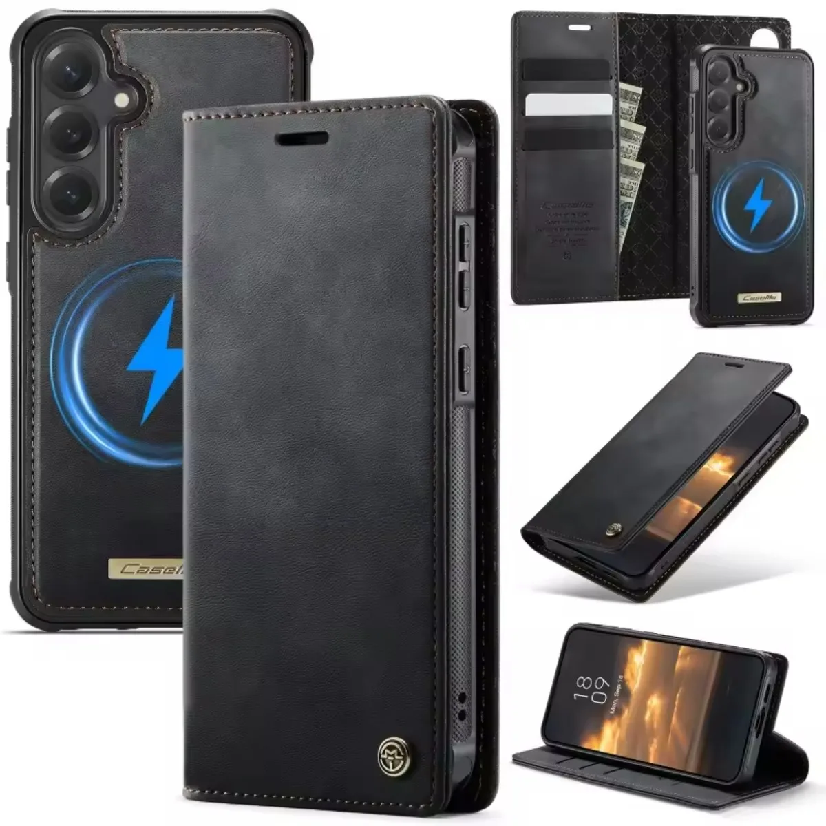 Magnetische Kabellose Lade-Lederhülle für Samsung Galaxy S26 Ultra S25 FE S24 S23 S22 S21 Plus A17 A56 Flip Cover