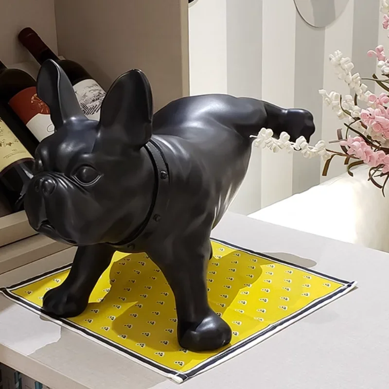 Bulldog Model Ornament Living Room Home Decoration PVC French Fighting Dog Statue Pet Shop Window Display Shoot Sculpture