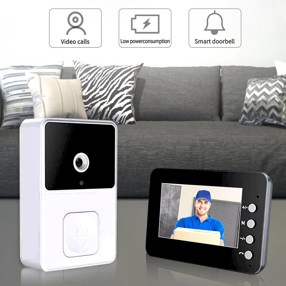 4.3 인치 IPS 스크린 무선 비디오 초인종 적외선 야간 투시경 가족 아파트용 2.4G Wi-Fi 듀얼 통신 초인종