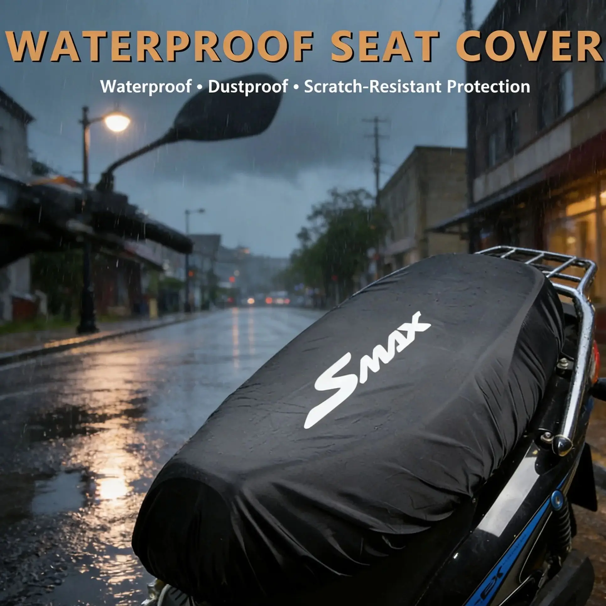 

Waterproof Sunproof Heat Insulation Seat Cover for YAMAHA SMAX 155 / 160 – Flexible Black Saddle Cover, All-Weather Protection