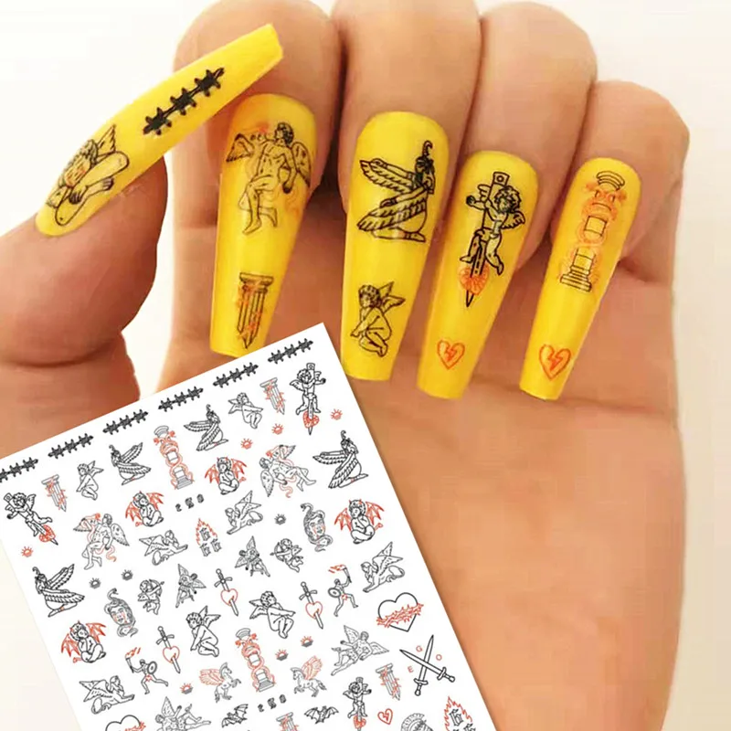 

1 PC Newest Angle Wings And Jesus Design 3D Self Adhesive Nail Sticker Decal Slider DIY Decorations For Nail Tools TSC 067