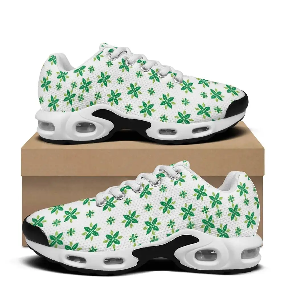 Four-Leaf Clover Print Series Casual Air-Cushioned Breathable Mesh Upper Athletic Sneakers For Woman Fashion Shoes
