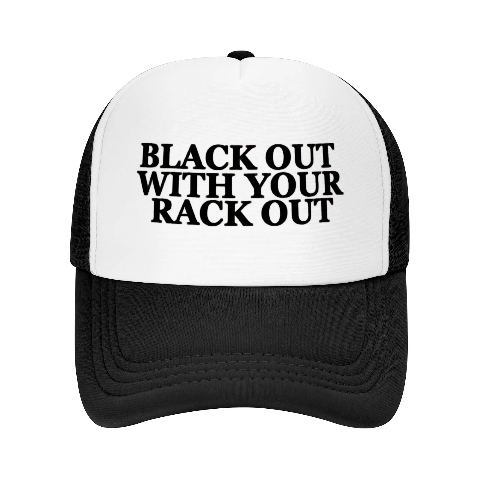 

[Adjustable Baseball Cap] Adjustable Breathable Baseball Cap | Classic Trucker Hat with 'Black Out with Your Rack Out' Design |
