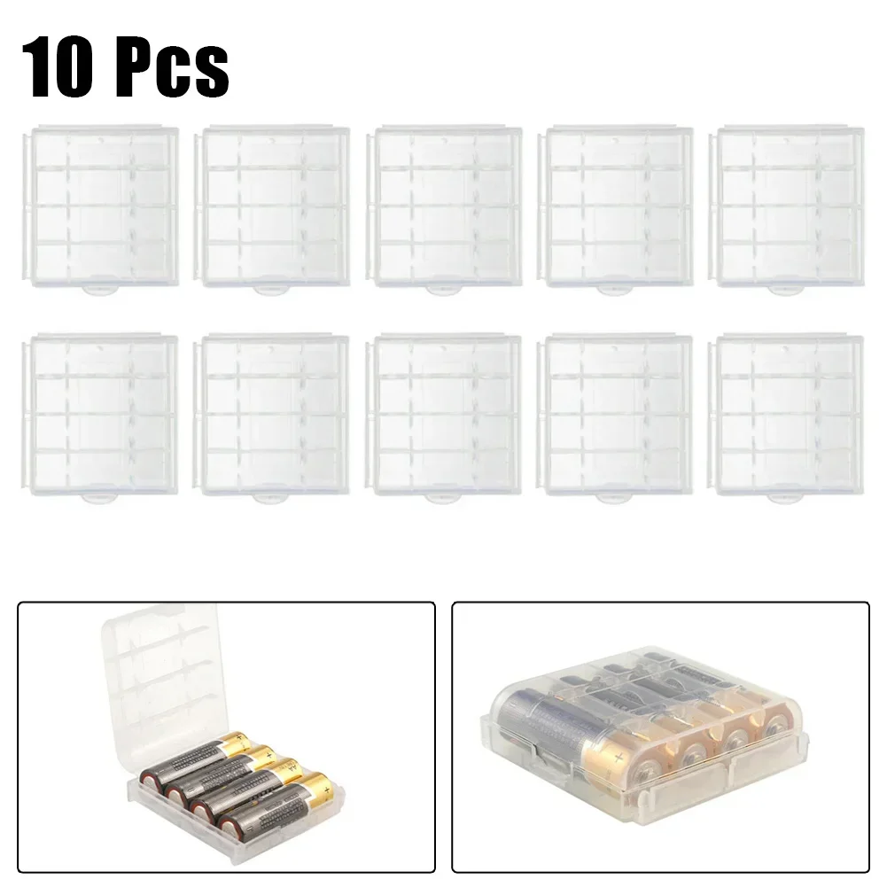 

10Pcs/set Battery Holder Case 4 Slots Plastic AA AAA Case Storage Boxes AA / AAA Battery Clear Container 67×60×18mm