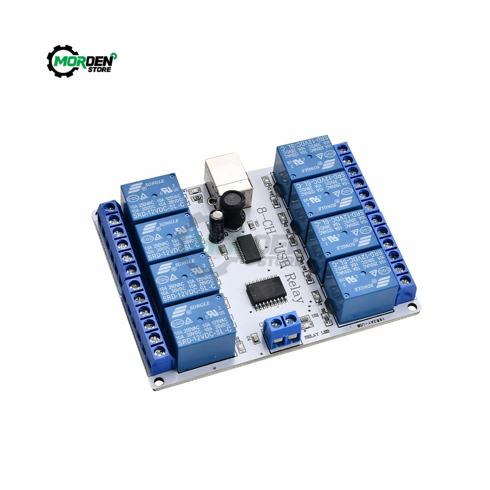 8-Channel 12V DC Type-B USB Relay Board Module Controller for Automation Robotics Relay Power Supply for Home Appliance