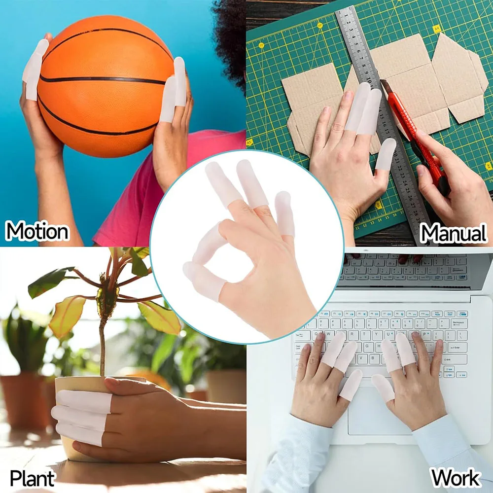 10 pçs protetores de dedo de silicone branco cobre dedos protetores dedal guarda dicas tampões almofadas para bordado costura